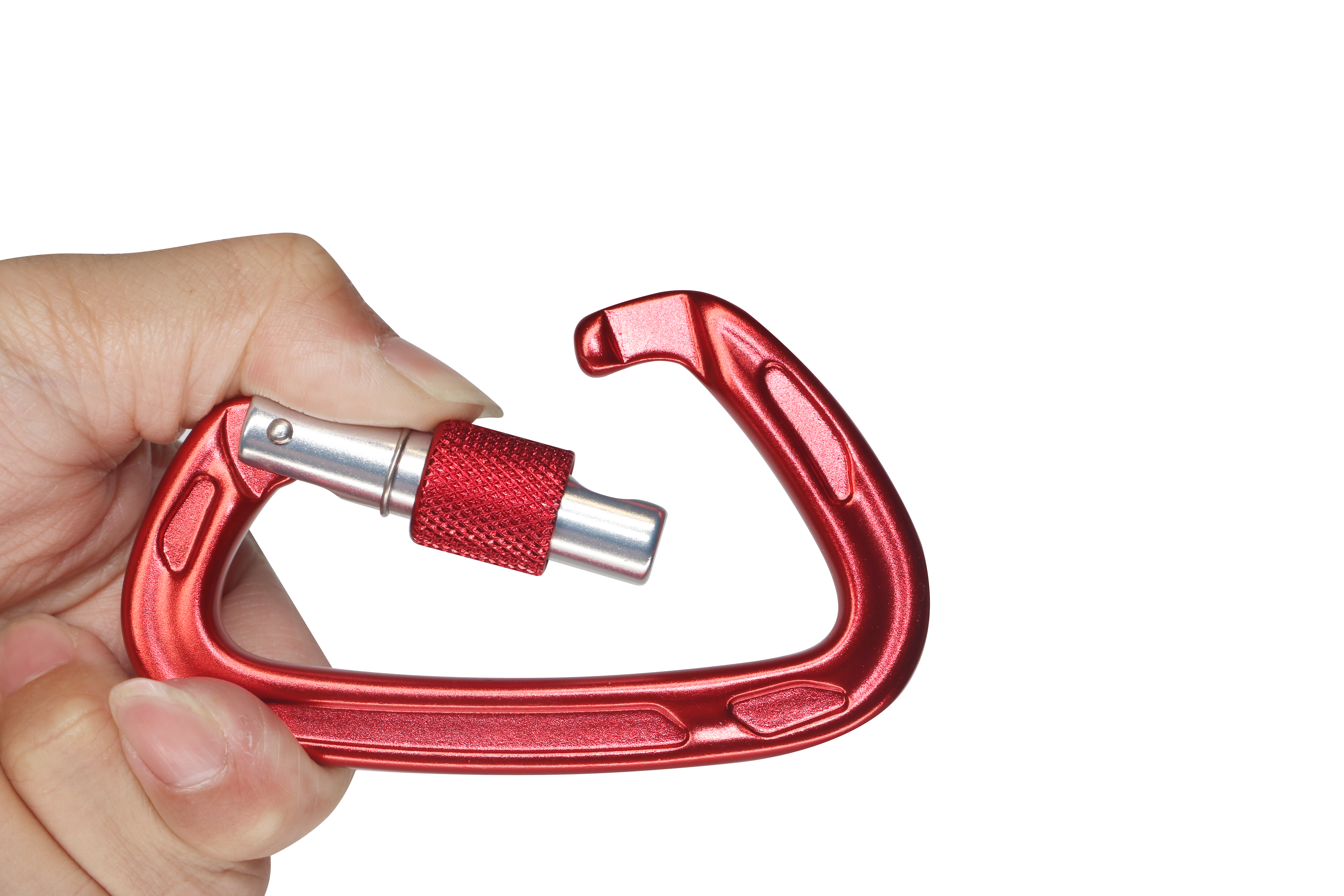 高耐荷重 7075 航空アルミカラビナ自動ロック D 型安全フックロッククライミングマスターロック D 型ロック
